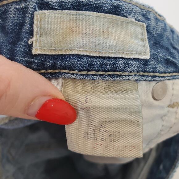 BKE Stella Jeans Womens 29 Blue Bootcut Denim Frayed Hem Embroidered Pockets - Picture 9 of 12